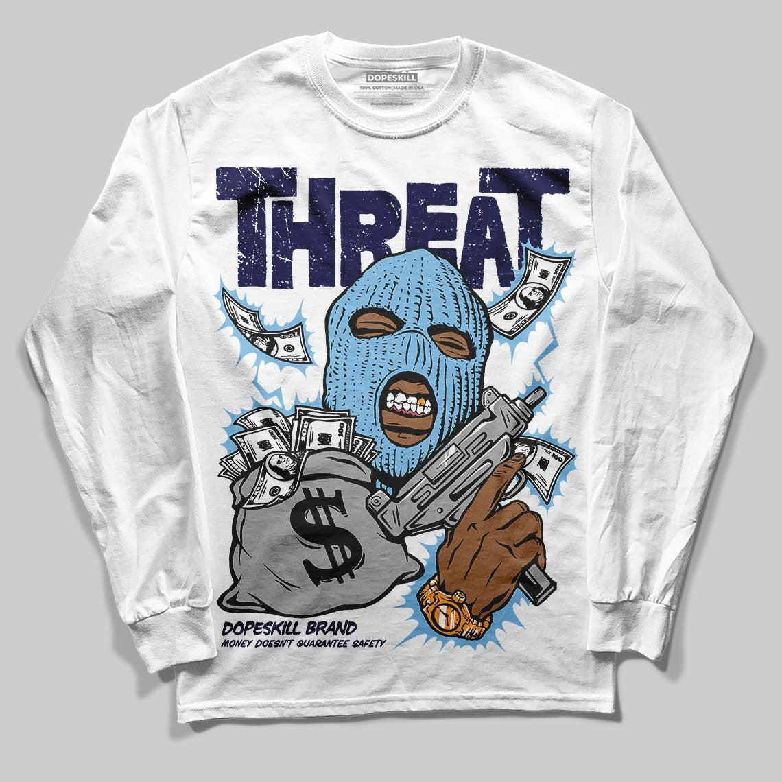 University Blue Collection DopeSkill Long Sleeve T-Shirt Under Threat Graphic