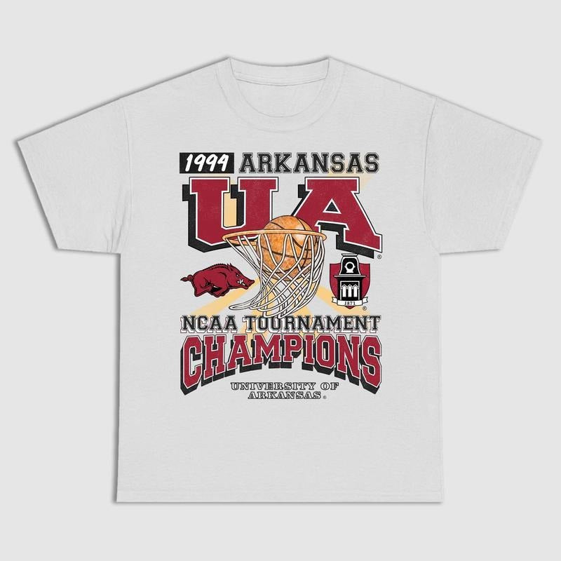 University of Arkansas Tournament Champs NC AA Merch, graphic vintage sports tees summer shirts for men style 001