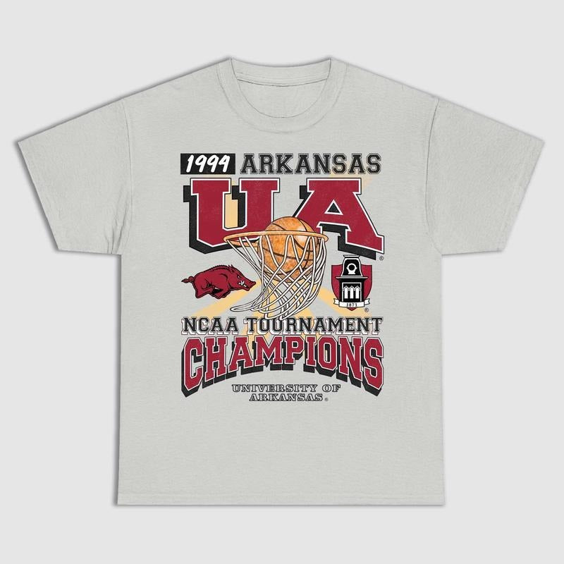 University of Arkansas Tournament Champs NC AA Merch, graphic vintage sports tees summer shirts for men style 001