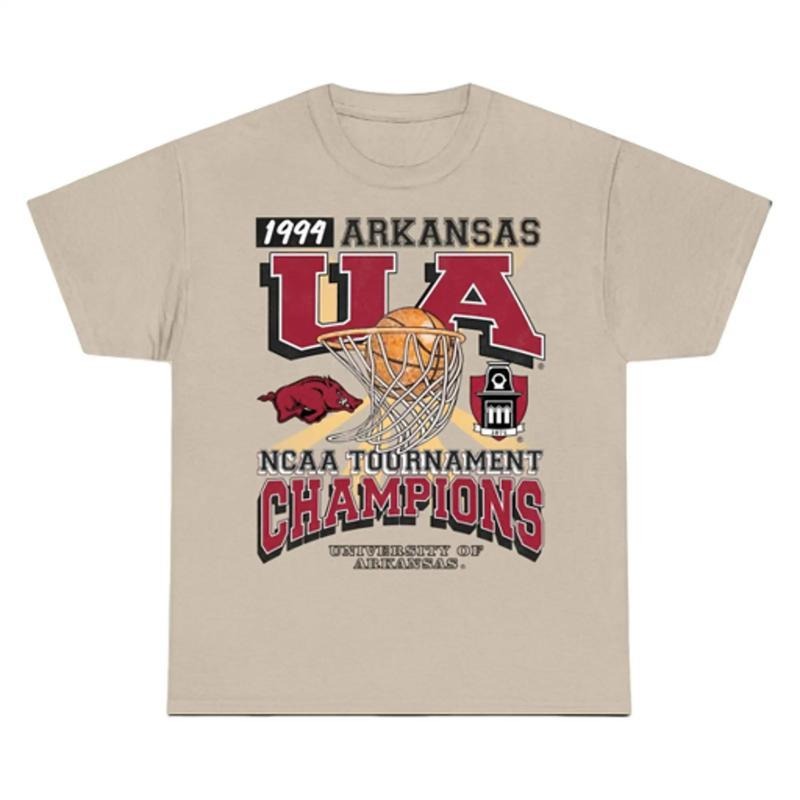 University of Arkansas Tournament Champs NC AA Merch, graphic vintage sports tees summer shirts for men style 001