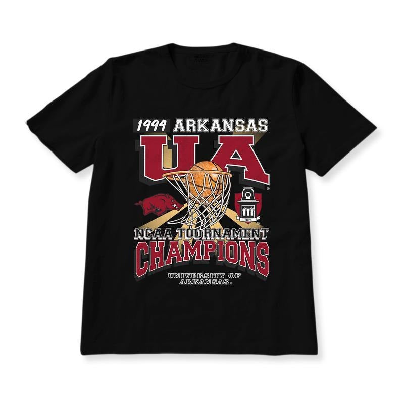 University of Arkansas Tournament Champs NC AA Merch, graphic vintage sports tees summer shirts for men style 001