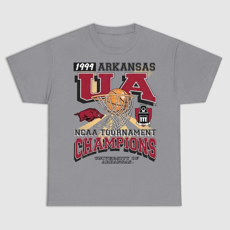 University of Arkansas Tournament Champs NC AA Merch, graphic vintage sports tees summer shirts for men style 001