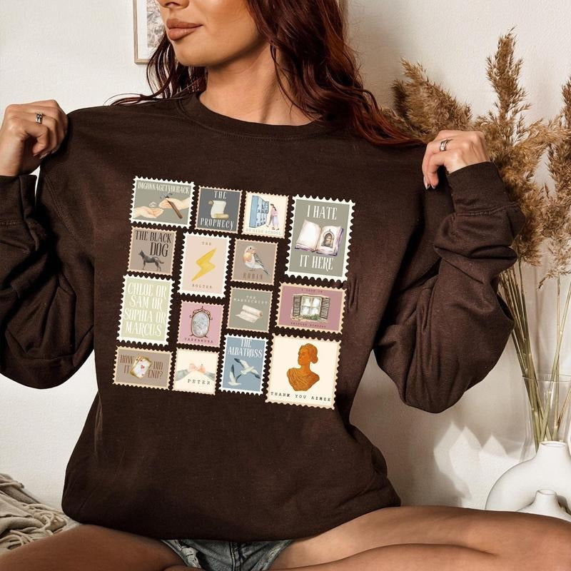 Version 2 Vintage Stamps All Albums, New Song Released, Retro Aesthetic, Music Vibes TShirtCrewneckHoodie For Fans Breathable Fabric
