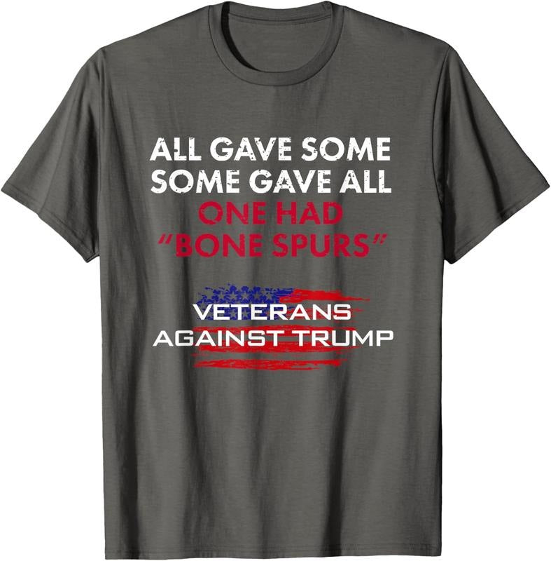 Veterans Anti-Trump Tshirt Draft Dodger Bone Spurs for Vets Unisex T-Shirt Sweatshirt Hoodie Hooded Cotton Menswear Man Classic Short Sleeve Tshirt Co