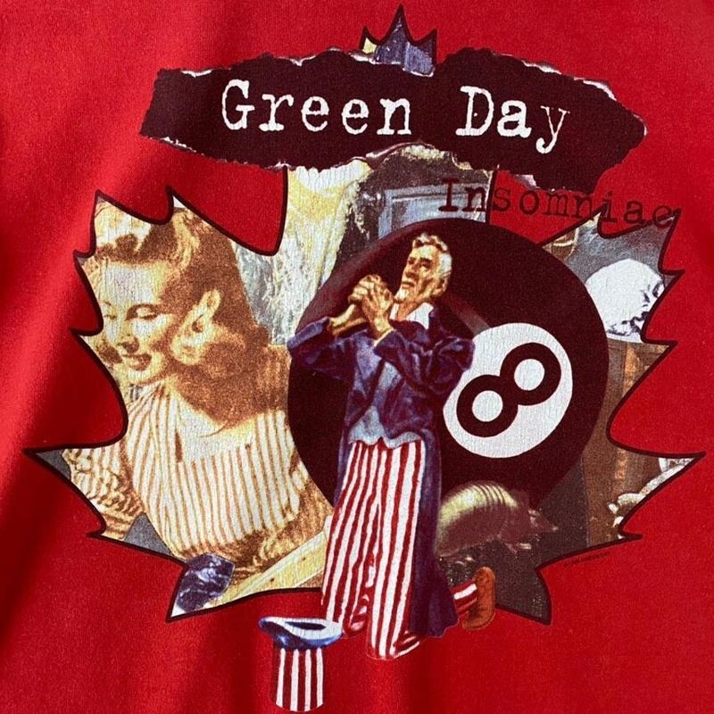 Vintage 90s 1995 Green Day Insomniac Canadian Artwork Drawing American Punk Rock Band Album Tour Singles Promo t-shirts