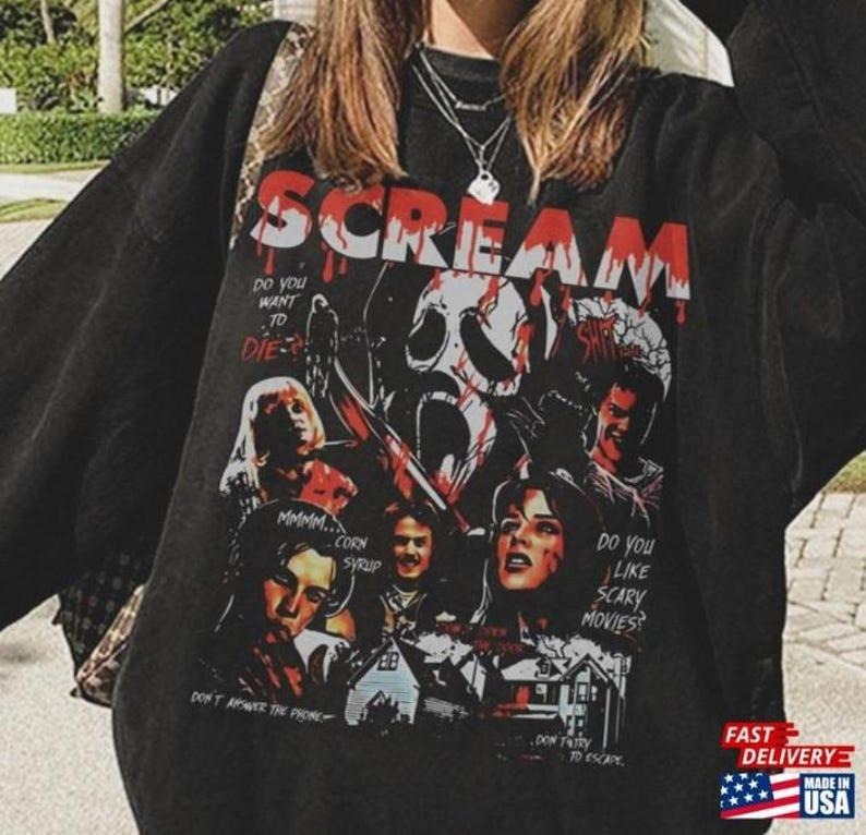 Vintage 90s Halloween Scream Sweatshirt, Do You Want To Die Sweatshirt, Do You Like Scary Movies Sweatshirt, Horror Character Sweatshirt