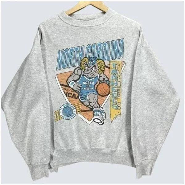 Vintage 90s North Carolina Tar Heels Basketball Sweatshirt, NC Tar Heels Crewneck Gift Fans