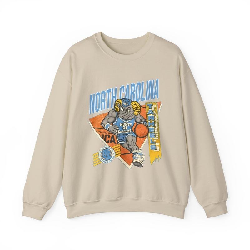 Vintage 90s North Carolina Tar Heels Basketball Sweatshirt, NC Tar Heels Crewneck Gift Fans