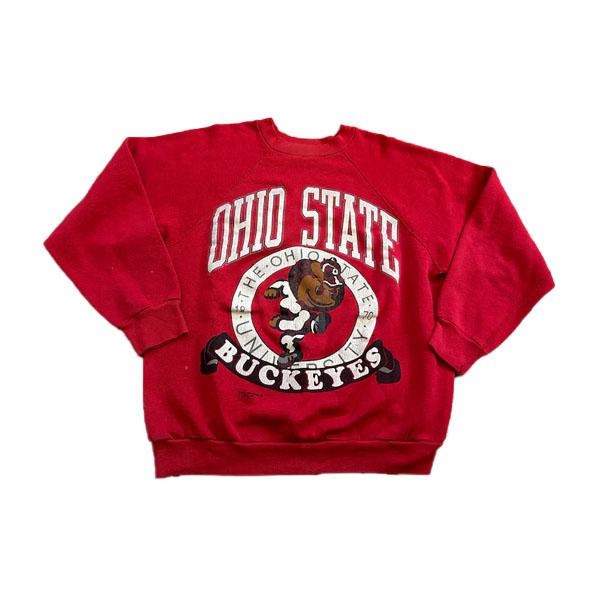Vintage 90s Ohio State football Sweatshirt OSU Crewneck Cotton Fabric