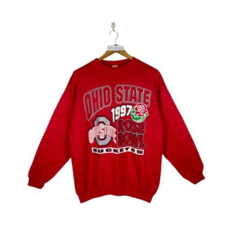 Vintage 90s Rose Bowl 1997 Ohio State University Buckeyes NCAA Pullover Crewneck sweatshirt Unisex Cotton
