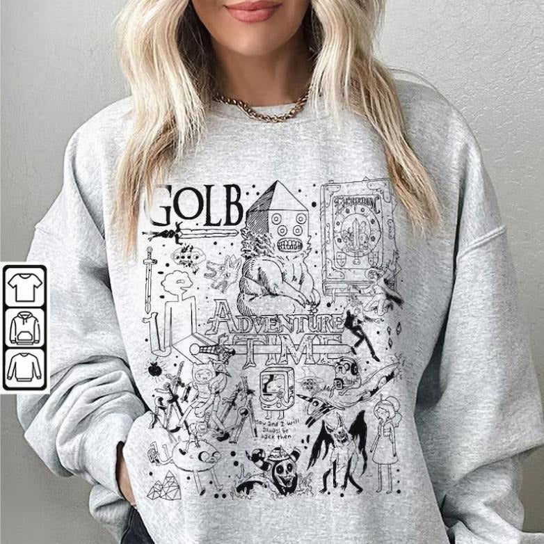 Vintage Adventure Time Graphic Tee, Sweatshirt, Gift For Women Top Womenswear Underwear Cotton Polyester Printed T-Shirt, Crewneck Short Sleeve