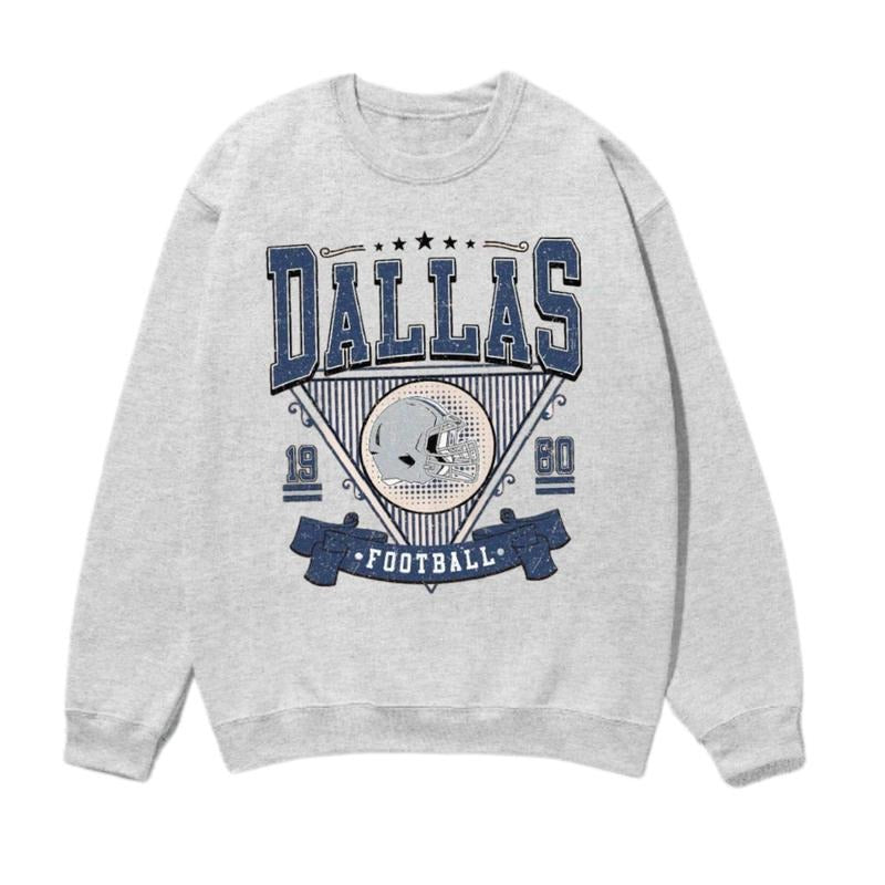 Vintage All Team Football Sweatshirt with Big Words Graphic Tees for Football Fans Ash Grey Color Vintage Sweatshirt, For Women, For Men, Classic T-Shirt All Teams Football,Gifts For Football Fan Sport