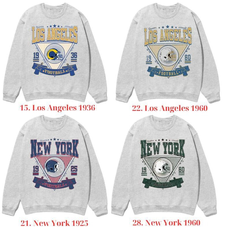 Vintage All Team Football Sweatshirt with Big Words Graphic Tees for Football Fans Ash Grey Color Vintage Sweatshirt, For Women, For Men, Classic T-Shirt All Teams Football,Gifts For Football Fan Sport