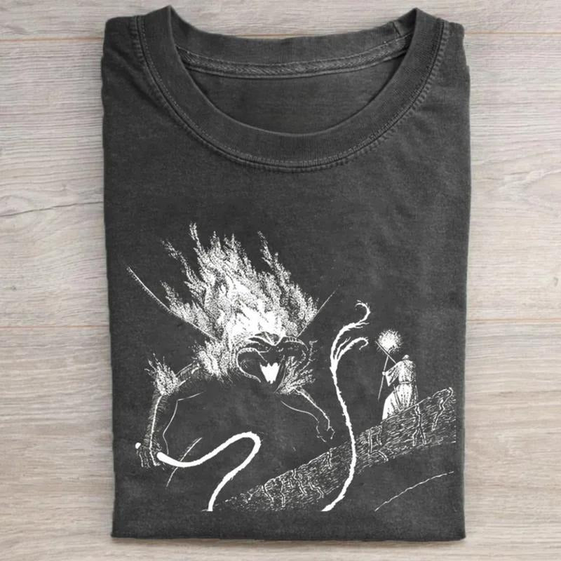 Vintage Balrog Graphic Tee - The Lord of The Rings Movie Shirt - LOTR Shirt - Gift for Book Lover - Men's Top - Menswear - Fantasy Ring