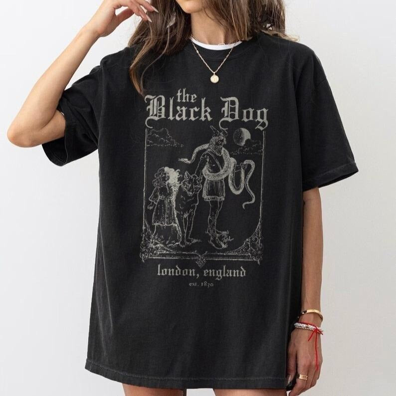 Vintage Black Dog, London England, Albums Song Lyrics, Music Lovers Sweatshirt, Hoodie, T Shirt style 001