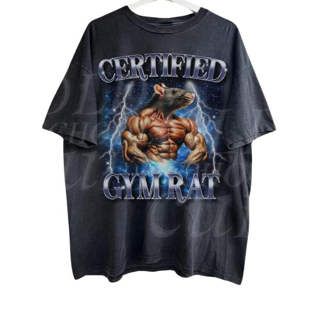 Vintage Certified Gym Rat Funny Vintage 90s Style T-Shirt, Unisex Retro Gym Graphic Tee, Pump Cover Rat Shirt, Gym Lovers Gift, Funny Gym Meme Shirt.