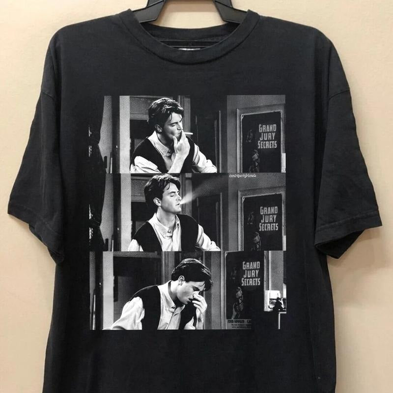 Vintage Chandler Bing Smoking Graphic Tee - Friends Sitcom - Movie Shirt - Christmas Gift for Friends - Funny Shirt for Men - Top, Menswear