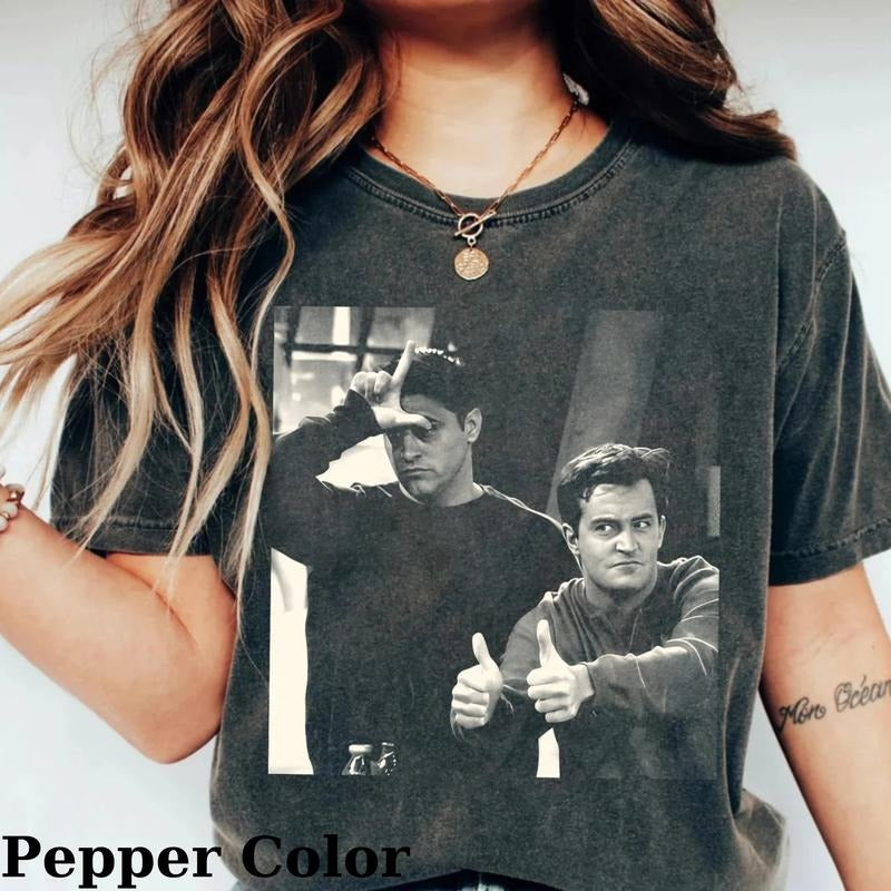 Vintage Chandler Bing and Joey Tribbiani Friends Sitcom Shirt - Movie Shirt - Matthew Perry - Matt LeBlanc - Men's Top - Gift for Friends - Christmas Gifts - Menswear