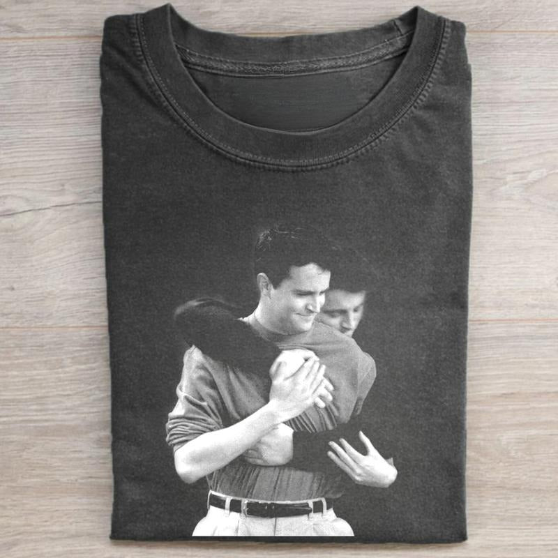 Vintage Chandler Bing and Joey Tribbiani Hugging Graphic Tee - Friends Sitcom Shirt - Movie Shirt - Top, Menswear