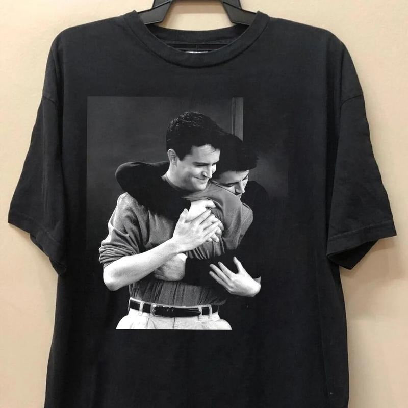 Vintage Chandler Bing and Joey Tribbiani Hugging Graphic Tee - Friends Sitcom Shirt - Movie Shirt - Top, Menswear