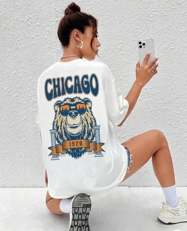 Vintage Chicago Football T-Shirt For Chicago Fan, Chicago Shirt Retro Football Fan Tshirt, Classic Fit Unisex Men Women Tee