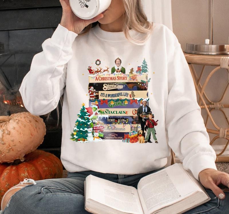 Vintage Christmas Movies VHS Sweatshirt, MERRY Christmas 90s Movies Sweatshirt, Christmas Family Matching Tee, Xmas Gift