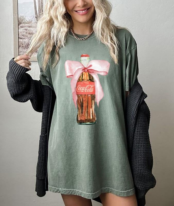 Vintage Classic Coke With Pink Bow T-Shirt, Drink With Bow Shirt, Just a Girl Who Loves Diet Coke, Weatercolor Bow