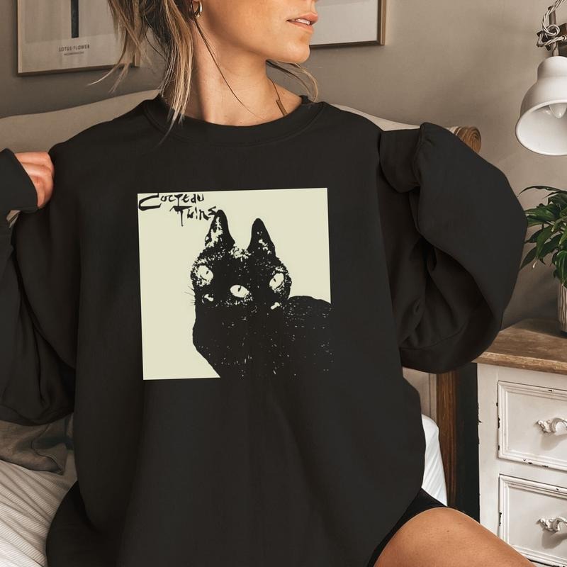 Vintage Cocteau Twin Cat Shirt, Indie Music Apparel, Alternative Tee, Unisex Sweater Pullover Tee
