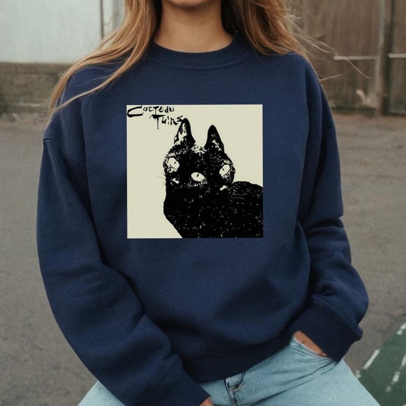 Vintage Cocteau Twin Cat Shirt, Indie Music Apparel, Alternative Tee, Unisex Sweater Pullover Tee