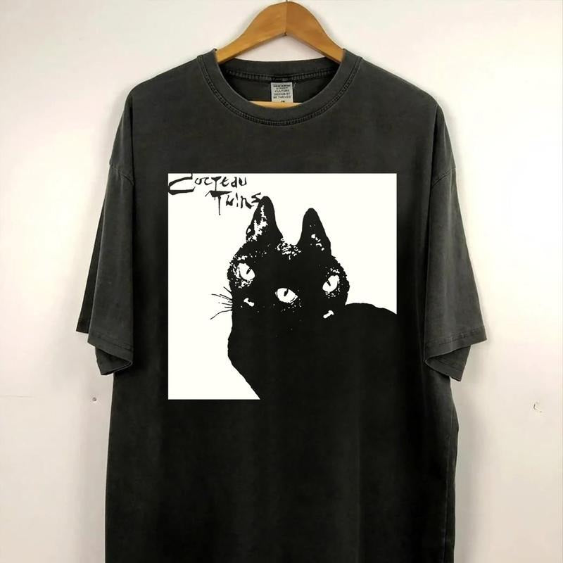 Vintage Cocteau Twin Cat Shirt, Indie Music Apparel, Alternative Tee, Unisex Sweater Pullover Tee