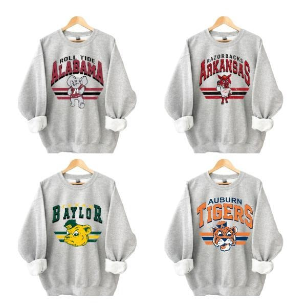 Vintage College Football Mascot Crewneck Sweatshirt, Vintage Sweatshirt All Teams NCAA, Classic Sport Sweatshirt, Gifts For Sport, Color Sport Grey