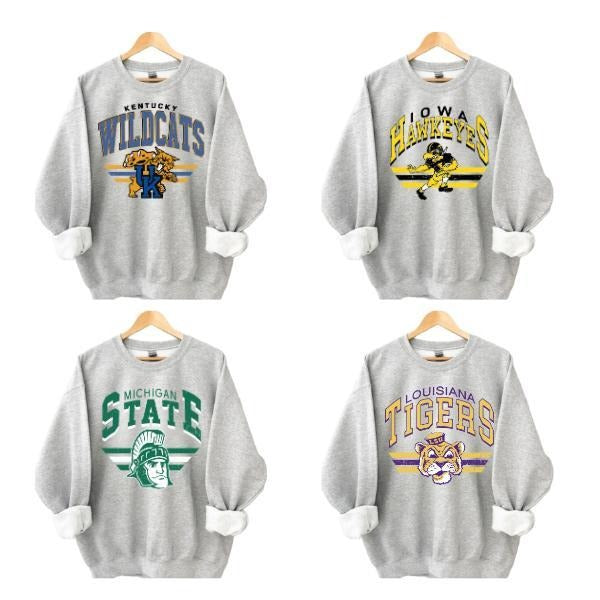 Vintage College Football Mascot Crewneck Sweatshirt, Vintage Sweatshirt All Teams NCAA, Classic Sport Sweatshirt, Gifts For Sport, Color Sport Grey