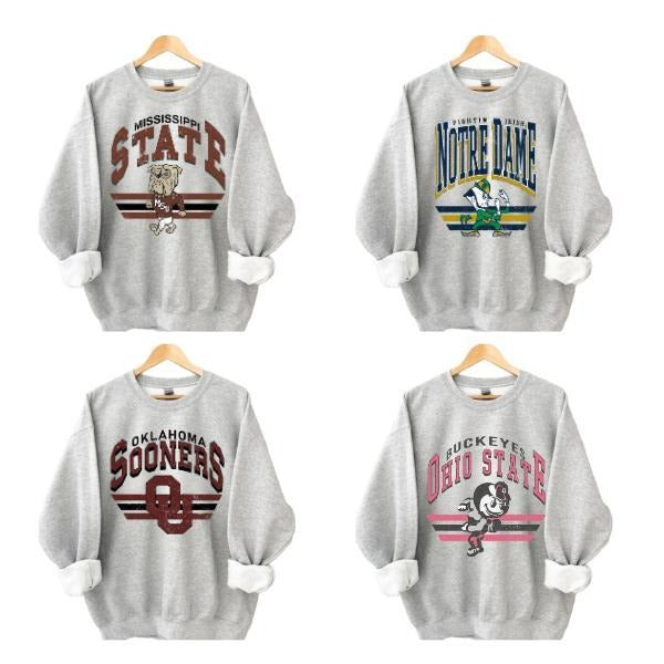 Vintage College Football Mascot Crewneck Sweatshirt, Vintage Sweatshirt All Teams NCAA, Classic Sport Sweatshirt, Gifts For Sport, Color Sport Grey