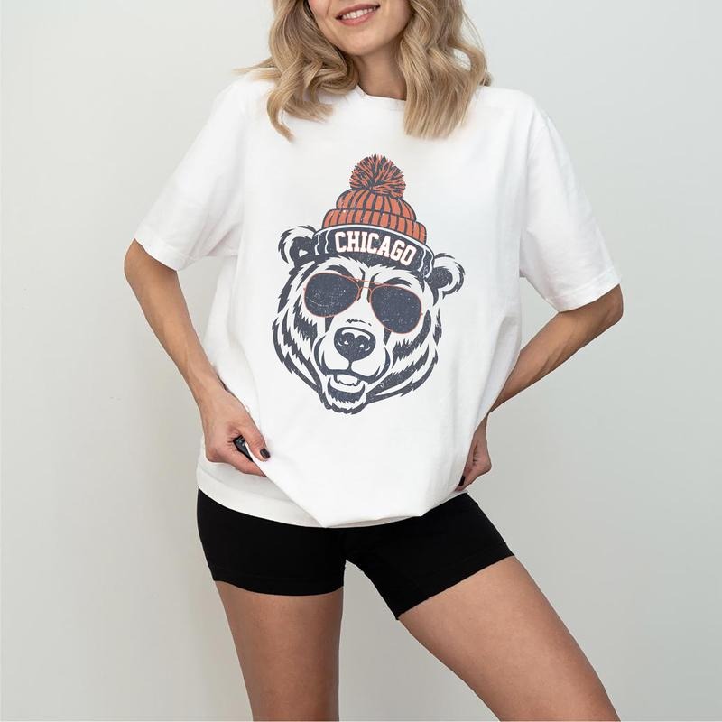 Vintage Deadman's Bear Shirt, Chicago Football Shirt, Trendy Chicago Football Fan Gifts, Chicago Football Game Day