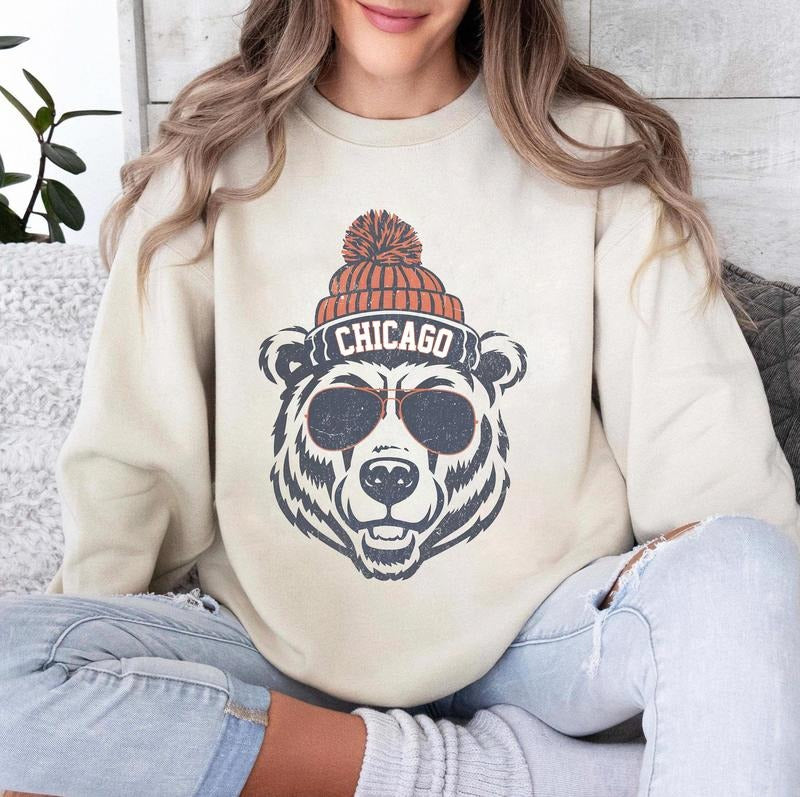 Vintage Deadman's Bear Shirt, Chicago Football Shirt, Trendy Chicago Football Fan Gifts, Chicago Football Game Day