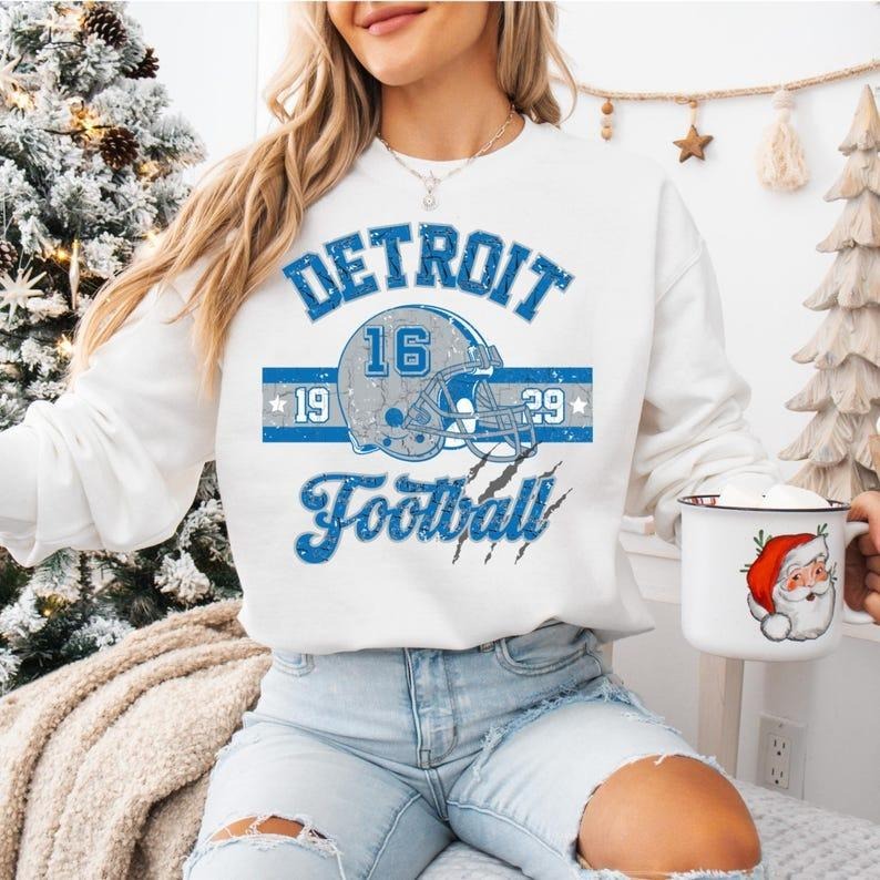 Vintage Detroit Football Sweatshirt, Lions Football Crewneck, Game Day Pullover, Detroit Football Shirt