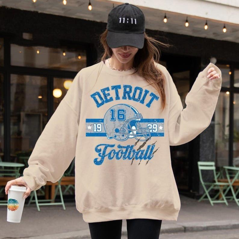 Vintage Detroit Football Sweatshirt, Lions Football Crewneck, Game Day Pullover, Detroit Football Shirt