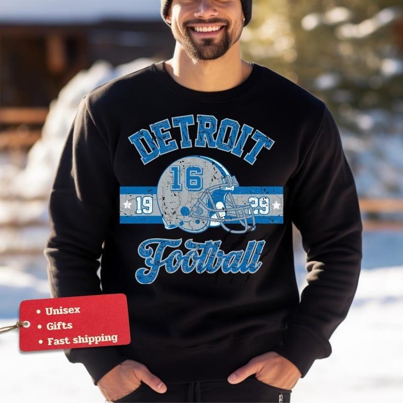 Vintage Detroit Football Sweatshirt, Lions Football Crewneck, Game Day Pullover, Detroit Football Shirt