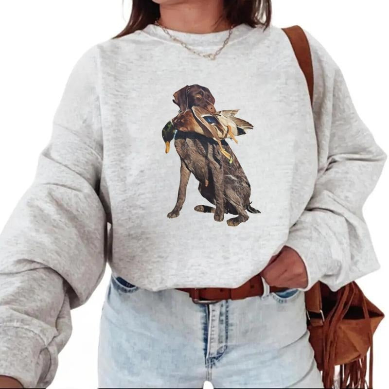 Vintage Dog Hunting Mallard Duck Sweatshirt T-shirt, Hello Hunting Season Hoodie, Unisex Hunting Dog, Goodbye Husband, Wife, Nature Animal Lover