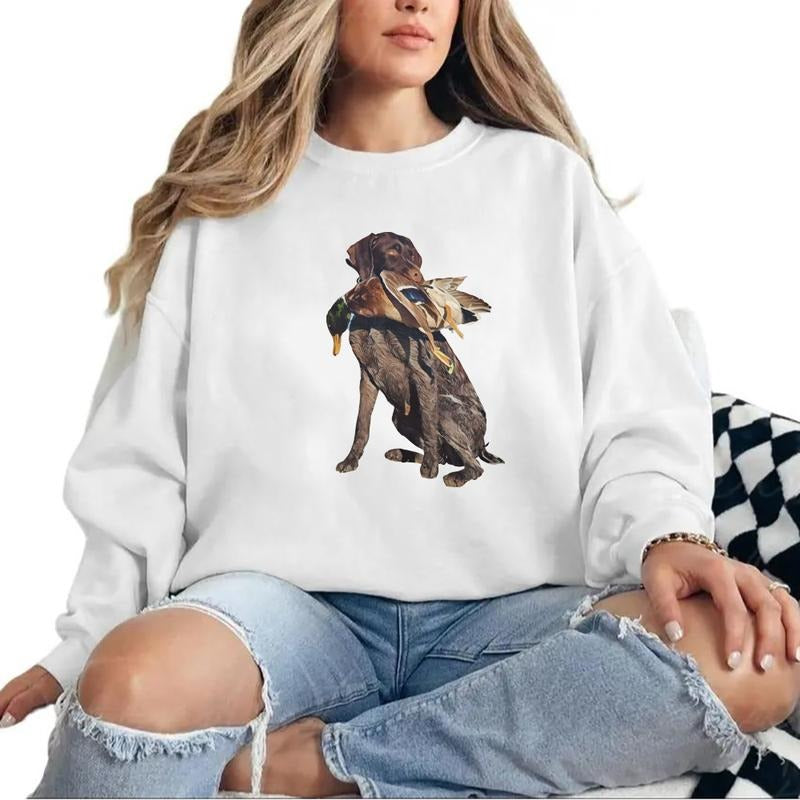 Vintage Dog Hunting Mallard Duck Sweatshirt T-shirt, Hello Hunting Season Hoodie, Unisex Hunting Dog, Goodbye Husband, Wife, Nature Animal Lover