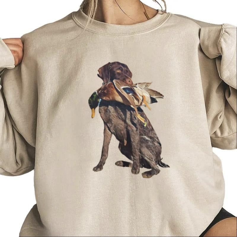 Vintage Dog Hunting Mallard Duck Sweatshirt T-shirt, Hello Hunting Season Hoodie, Unisex Hunting Dog, Goodbye Husband, Wife, Nature Animal Lover