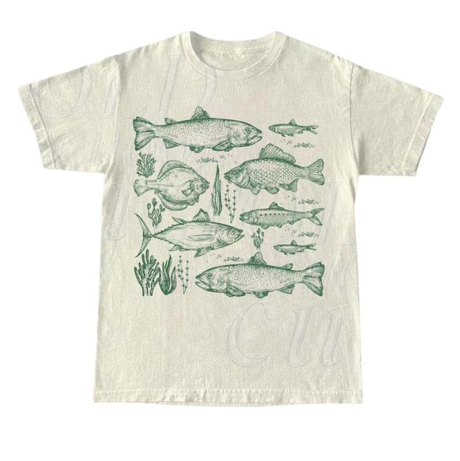 Vintage Fish Tattoo Style T-Shirt, Retro Fisher Shirt, Fish Shirt For Men, Bass T Shirt, Fisher Tee, Bass Lovers, Fisher Gifts, Ocean Shirt  Crewneck