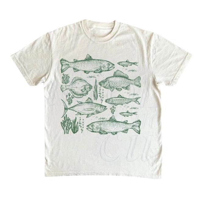 Vintage Fish Tattoo Style T-Shirt, Retro Fisher Shirt, Fish Shirt For Men, Bass T Shirt, Fisher Tee, Bass Lovers, Fisher Gifts, Ocean Shirt  Crewneck