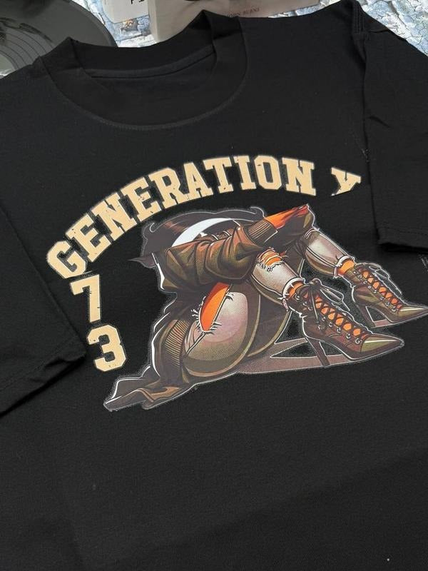 Vintage Girls GenX Shirt, Custom Est.1973 Girls Shirt, Vintage Gen X 1965-1980 Shirt Cotton Fabric Tshirt Fit Top Fit Top Womenswear Collar style 001