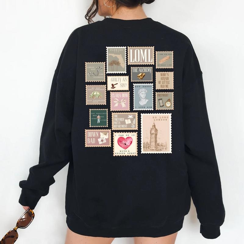 Vintage Graphic on the back, All Albums, New Song Released, Retro Stamps Version TShirtCrewneckHoodie For Fans Breathable Fabric
