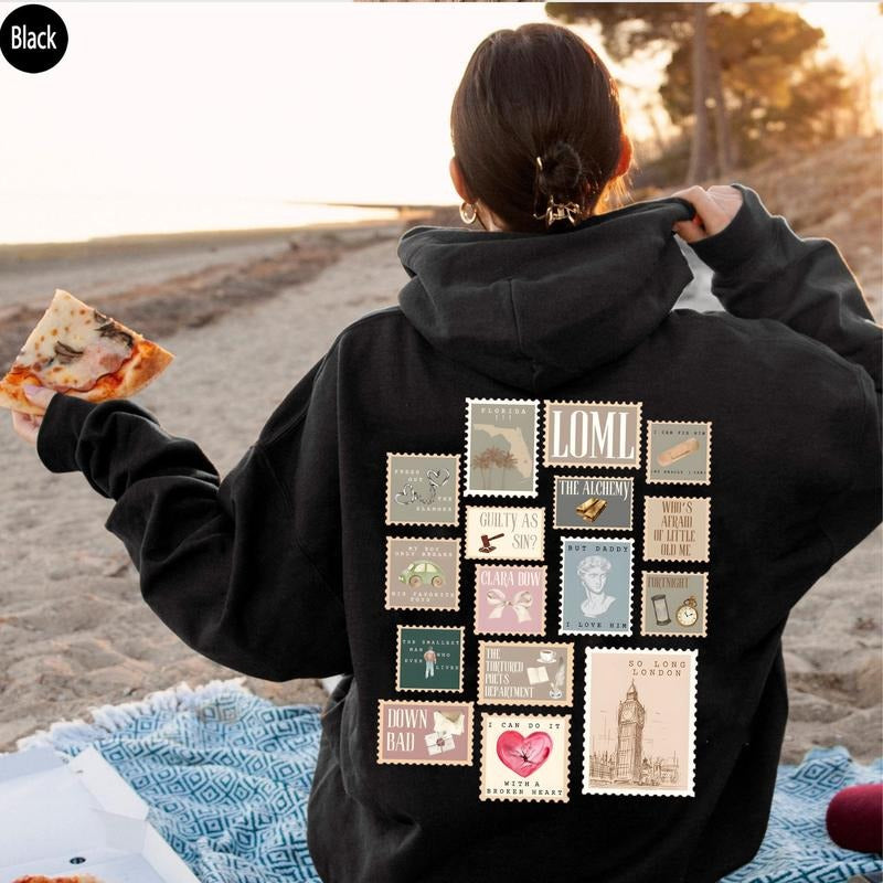 Vintage Graphic on the back, All Albums, New Song Released, Retro Stamps Version TShirtCrewneckHoodie For Fans Breathable Fabric