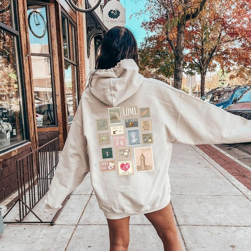 Vintage Graphic on the back, All Albums, New Song Released, Retro Stamps Version TShirtCrewneckHoodie For Fans Breathable Fabric