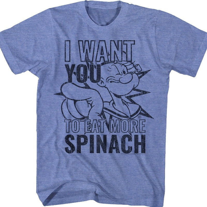 Vintage I Want You To Eat More Spinach Popeye T-Shirt