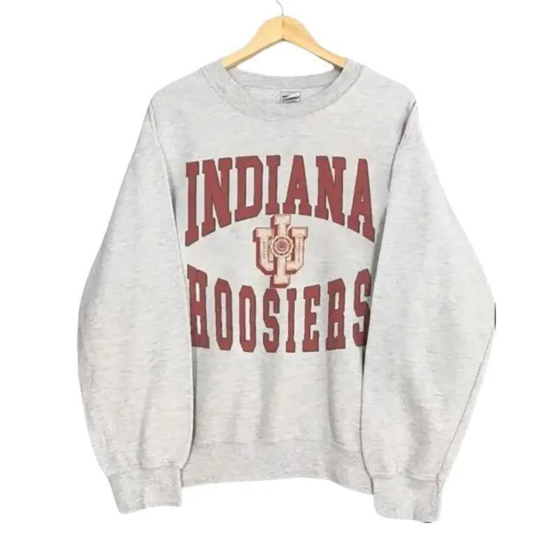 Vintage Indiana Hoosiers University Football Sweatshirt Tee Cotton Menswear american football Soft Collar Hoodie Kangaroo Pocket Polyester