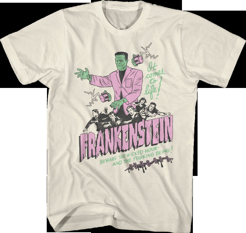 Vintage It Comes To Life Illustration Frankenstein T-Shirt